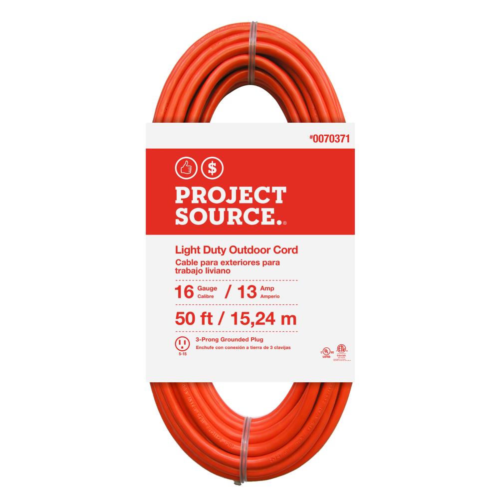 Project Source Light Duty 50-ft 16/3-Prong Outdoor Sjtw Light Duty General Extension  Cord in the Extension Cords department at
