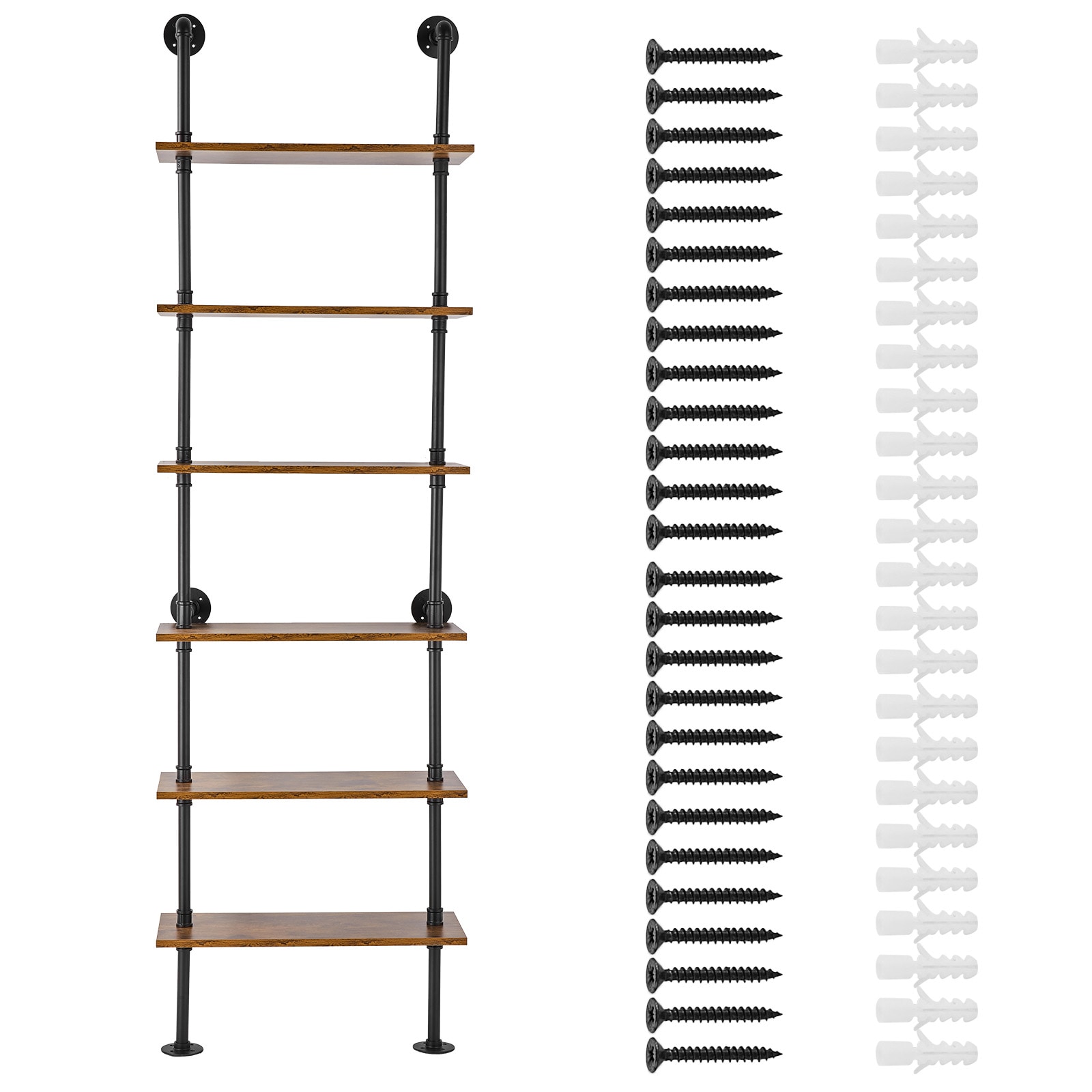 SVOPES SVOPESJSGZWJY09877V0 24.02-in L x 10.04-in D x 83.46-in H Black Wood Rectangular Tiered shelf 6 Decorative Shelves