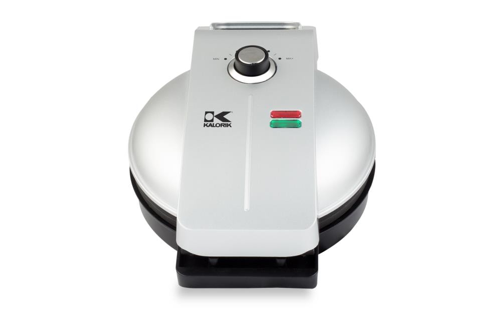 VEVOR Silver Stainless Steel Waffle Maker | 1400W | Removable Drip Tray |  Non-Stick | Flippable | Round Shape | Standard Size