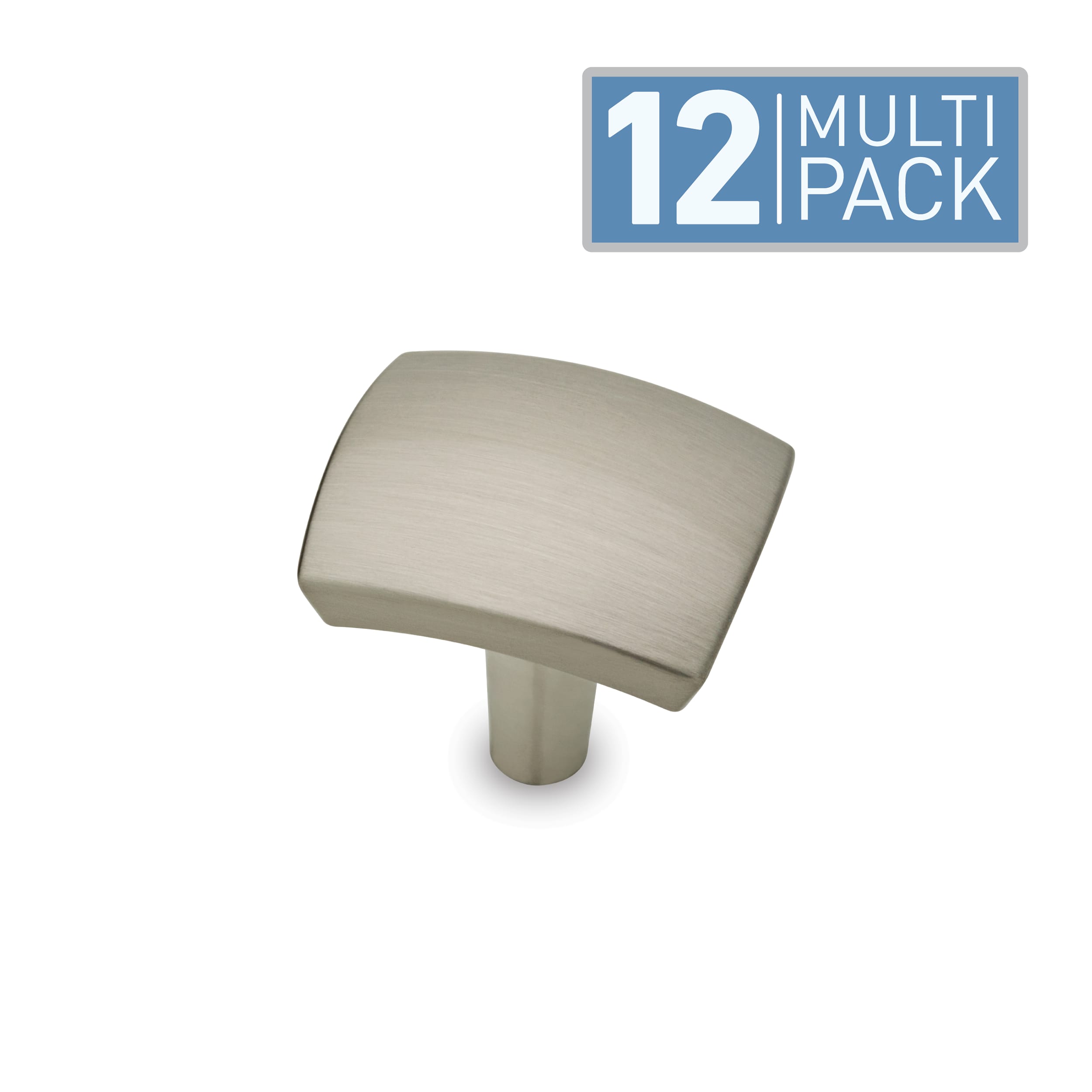 Caroline 1-in Satin Nickel Square Modern Cabinet Knob (12-Pack) | - Brainerd P27772W-SN-KT