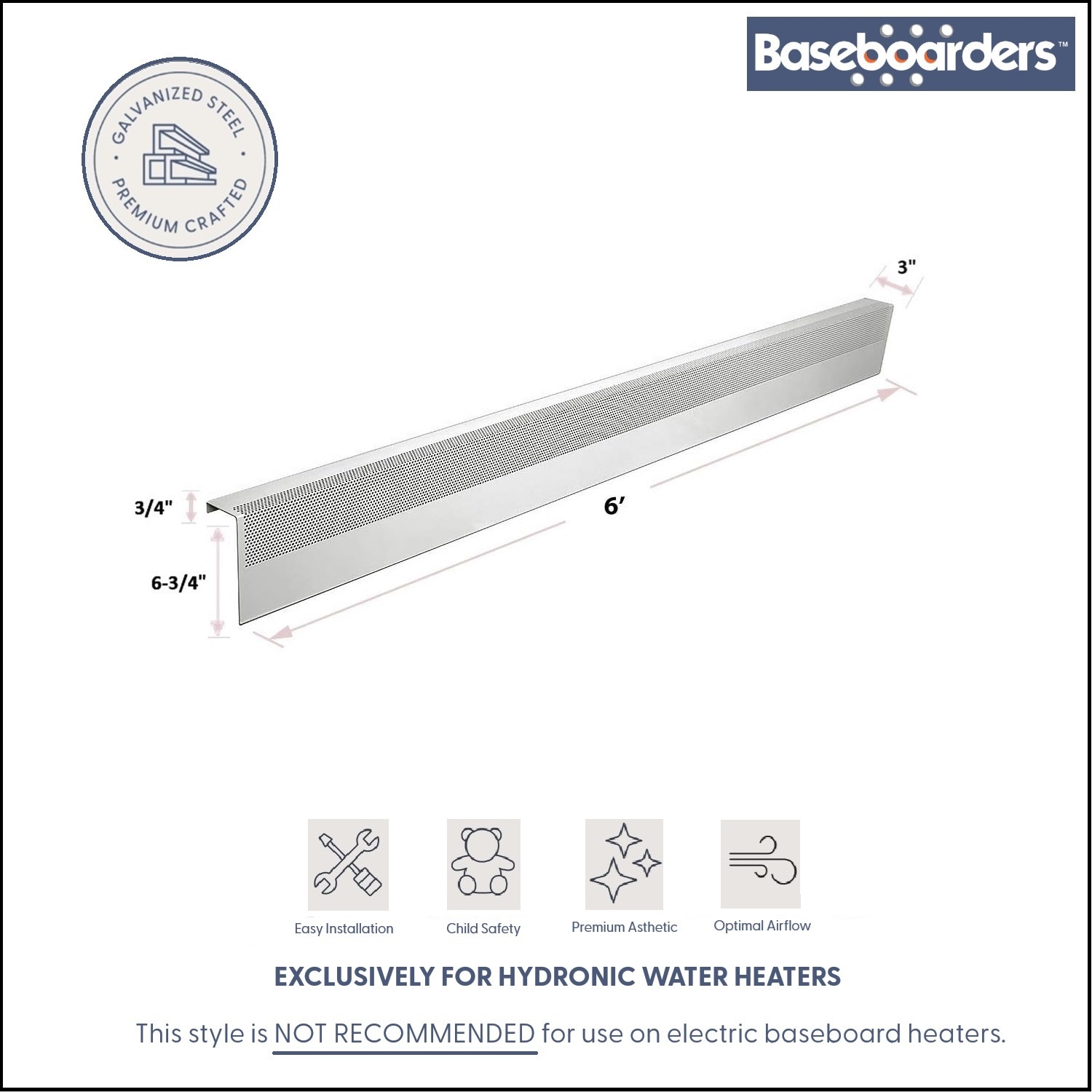 Baseboarders BC001-72-WHT Baseboard-Heater-Covers - View #2