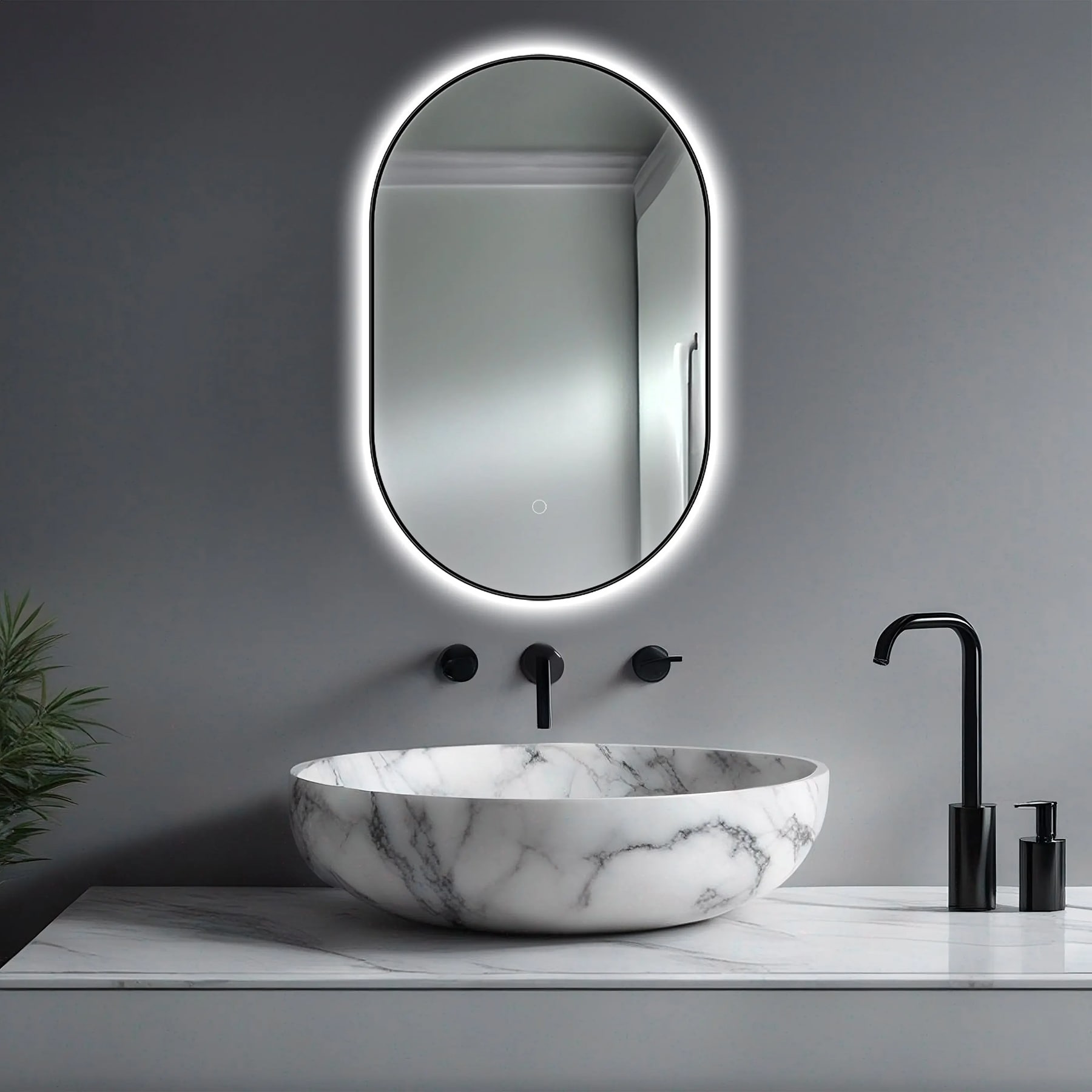 Dreamwerks DW-LAMC-E0042 LED Mirrors 20-Inches x 32-Inches Framed Oval Dimmable LED Lighted Fog Free Bathroom Vanity Mirror ( Clear )