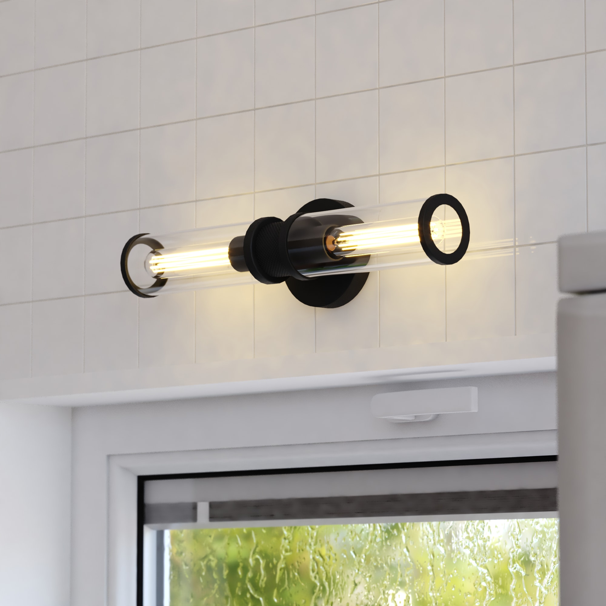 Cascadia W0439 Levitt 19.25-in 2 -Light Clear Industrial Vanity light