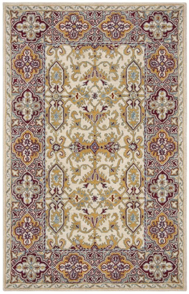 Ivory and Blue Hand-Tufted Wool Area Rug