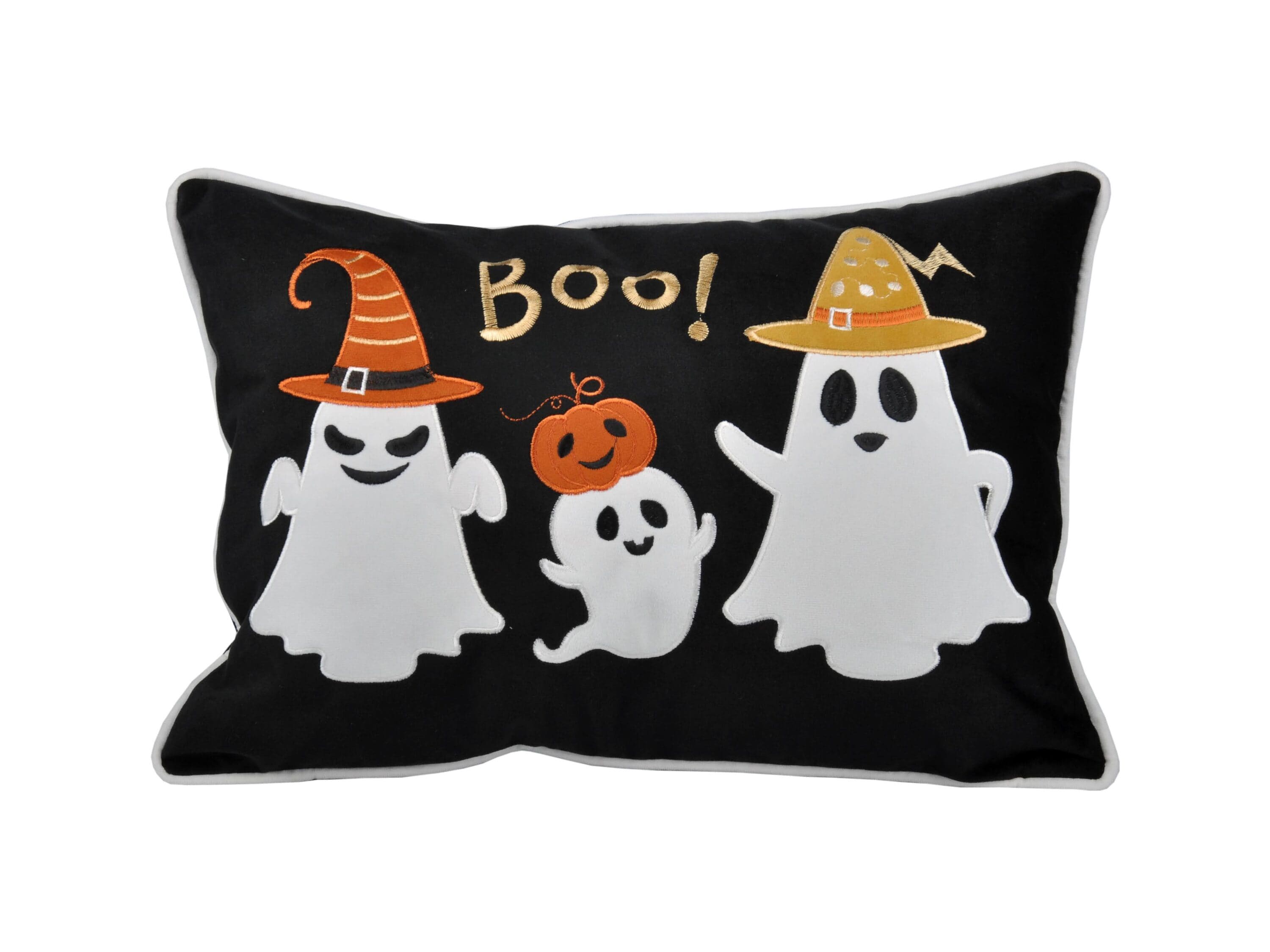 LOVMOR SF-H-B357P360659 Halloween Boo Ghost Velvet Throw Pillow