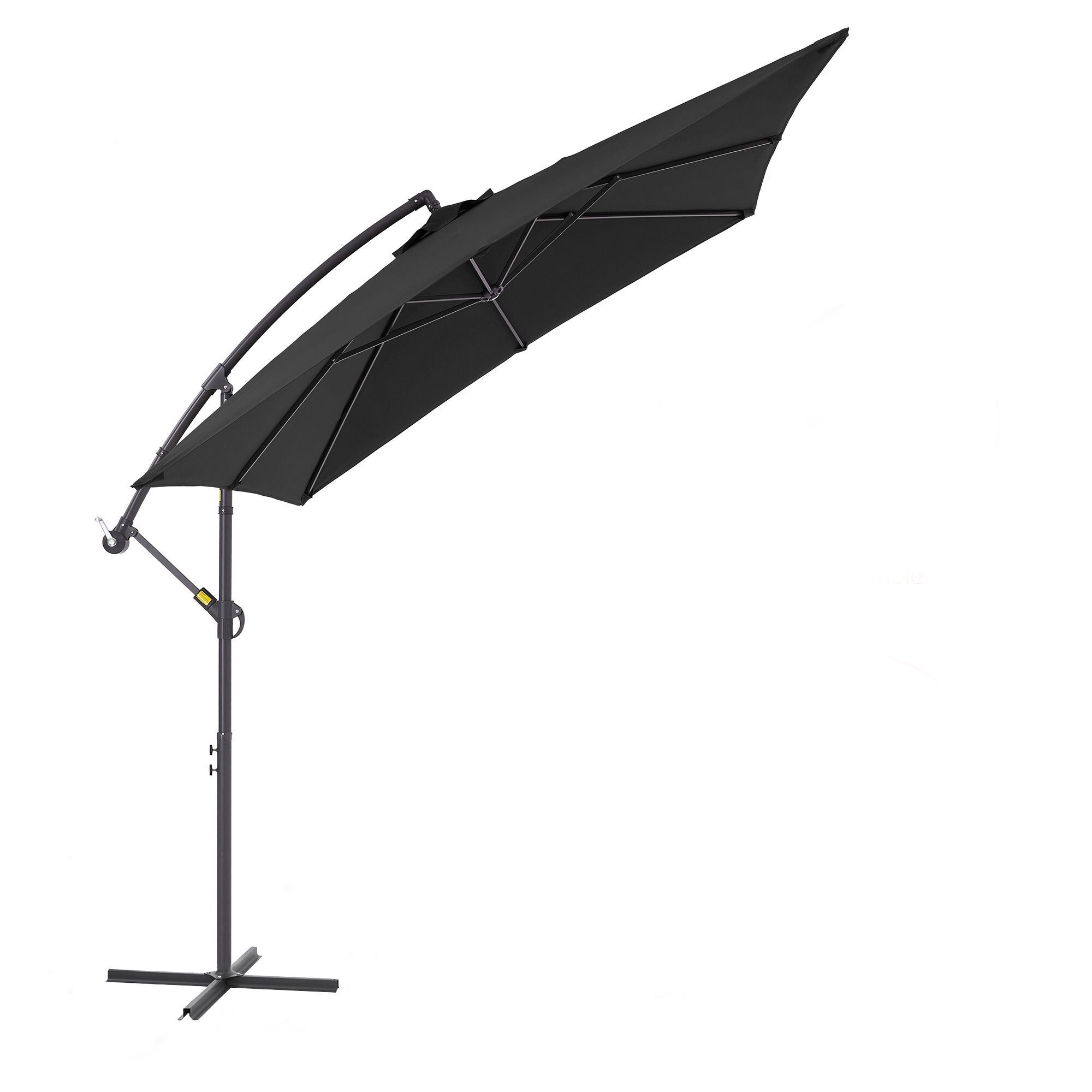Sonkuki 8.2-ft Black No-tilt Offset Patio Umbrella in the Patio 