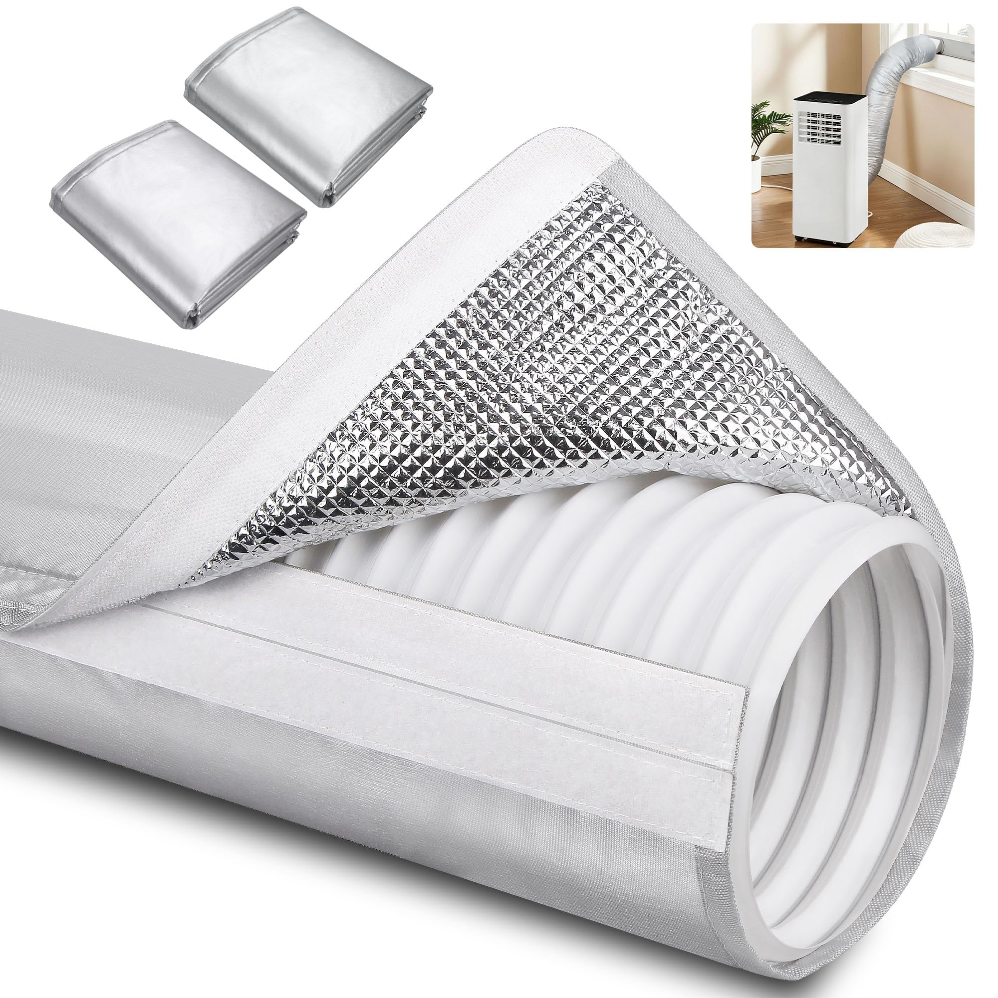 JVFCXXV  Upgraded Aluminum Foil Portable AC Hose Insulation Sleeve for Five to Five Point Nine Inch Diameter Air Conditioner Hoses Waterproof