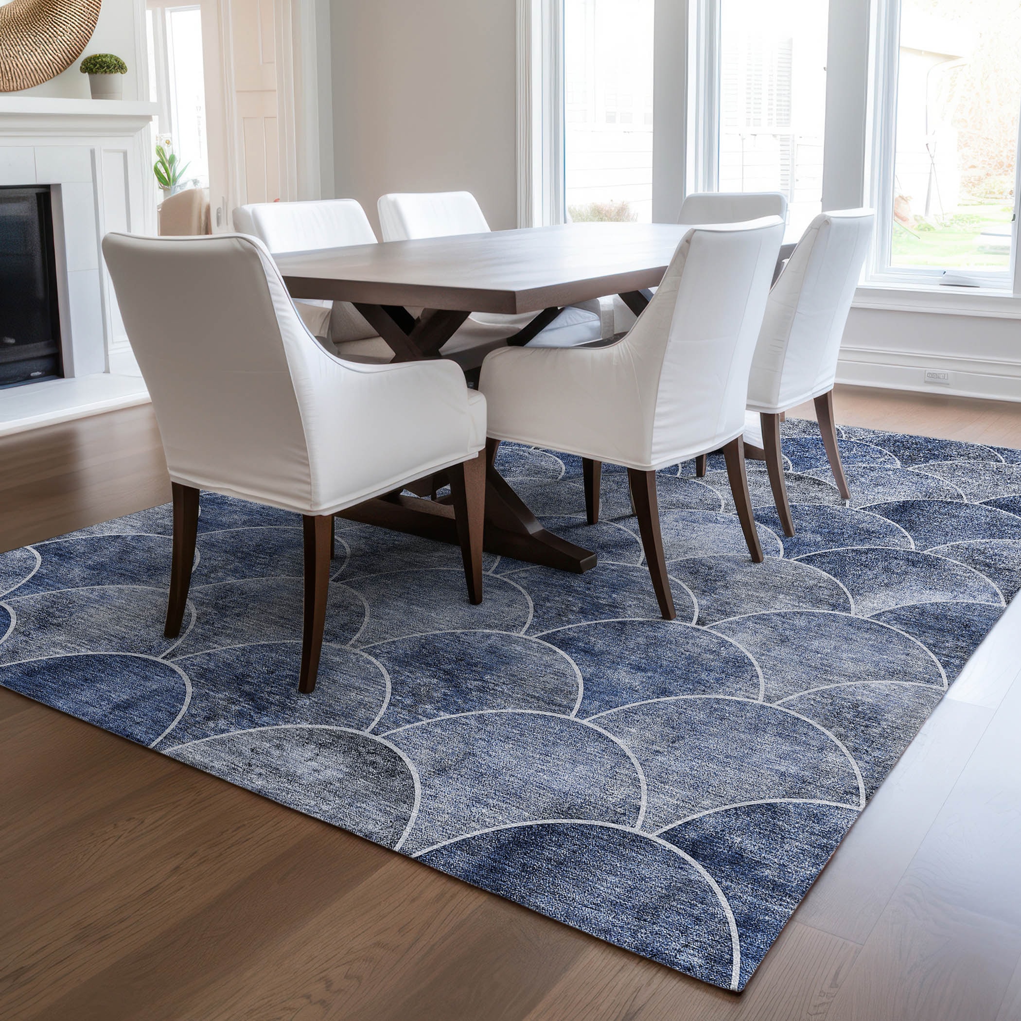 Addison Rugs ACN594BU5X8 Chantille ACN594BU 5 x 7 (ft) Polyester Blue Rectangular Indoor/Outdoor Abstract Machine washable Area rug
