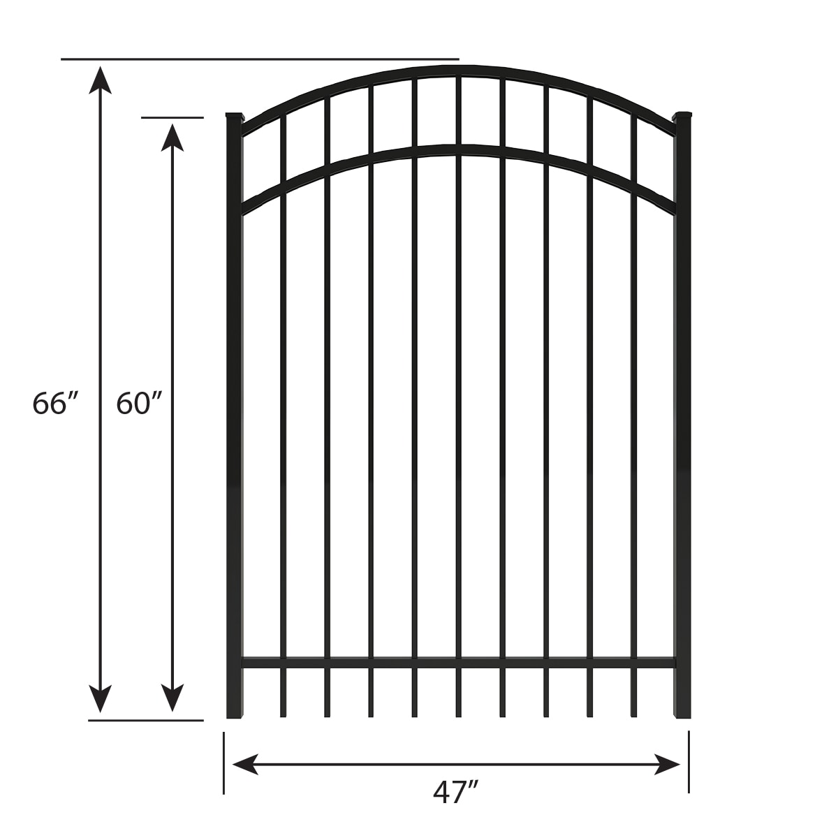 Ironcraft Berkshire 5-ft H x 4-ft W Black Powder-coated Aluminum Spaced ...