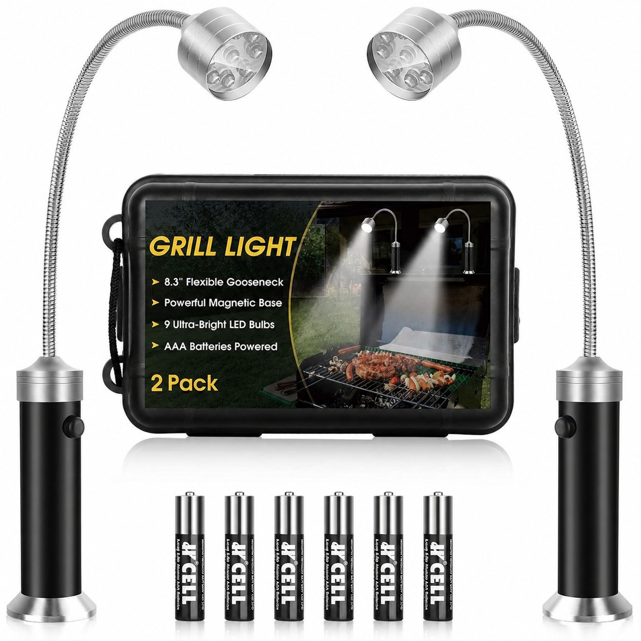JVFCXXV  Grill Light Super Bright LED Outdoor BBQ Accessory with Magnetic Base 360 Degree Flexible Neck Heat Water Resistant for Grilling Camping
