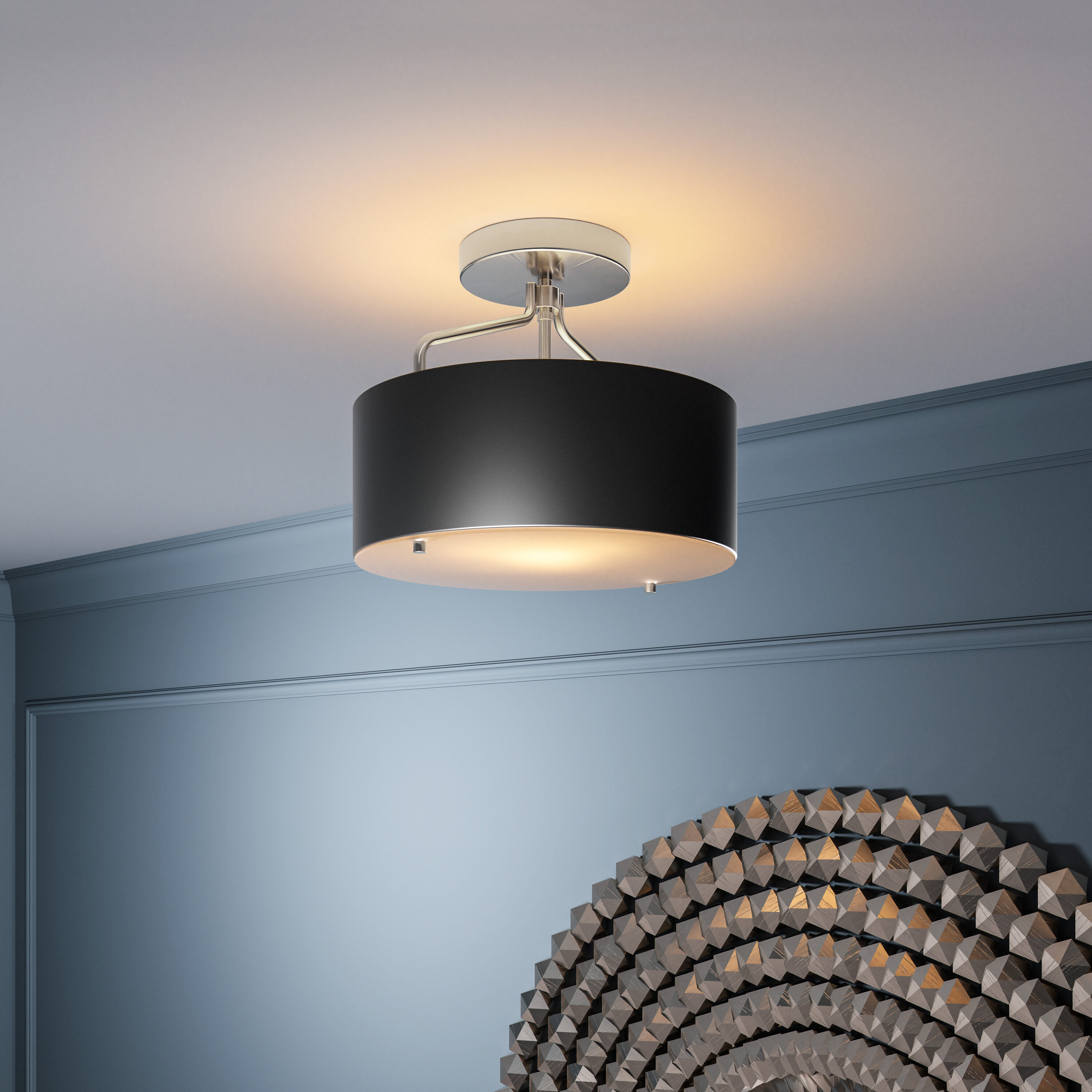Quoizel LWS6714A1 Covington 2 -Light 13-in Matte Black Semi Flush Mount Light