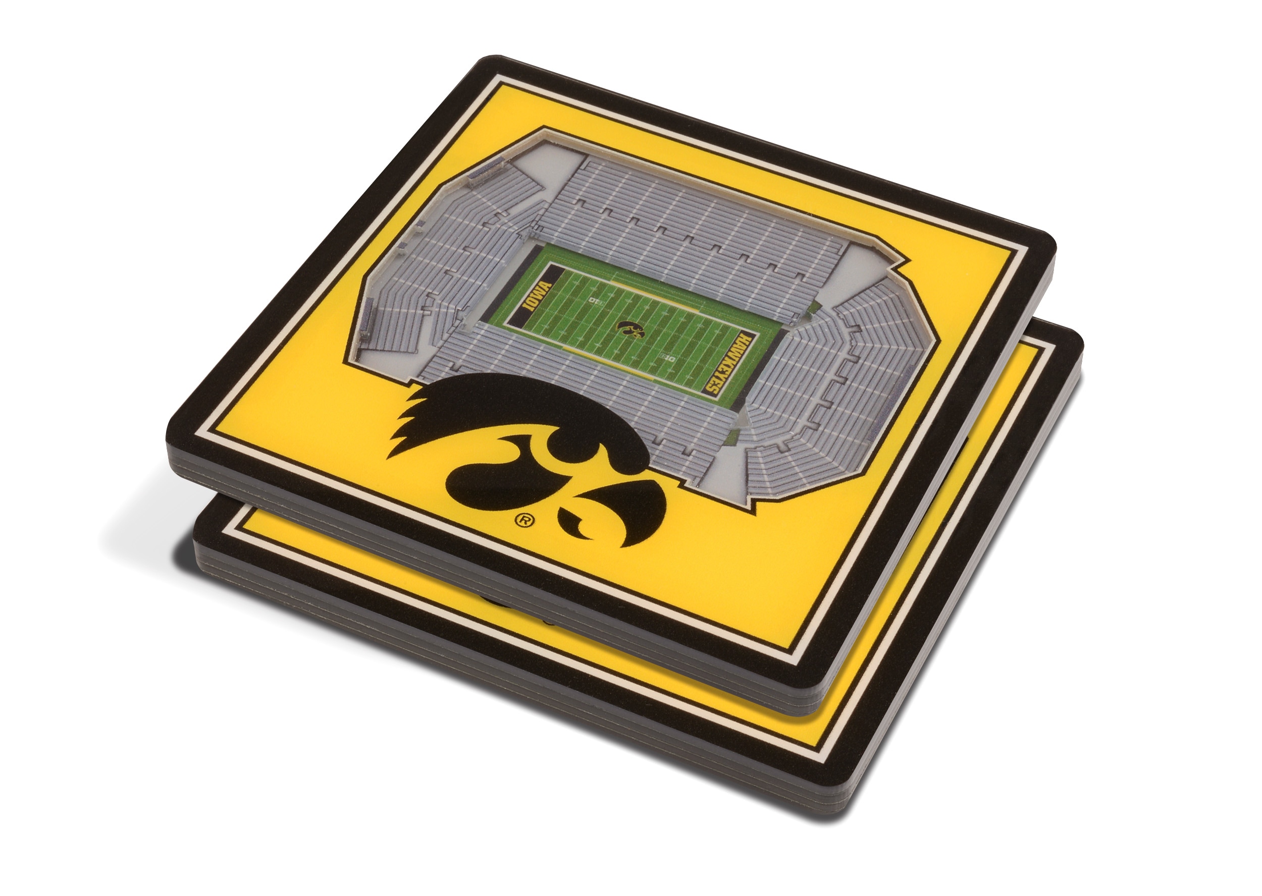 StadiumViews 9025108 Iowa Hawkeyes 3D StadiumView Coasters 2-Pack Acrylic Team Colors Bottle/Can Holder