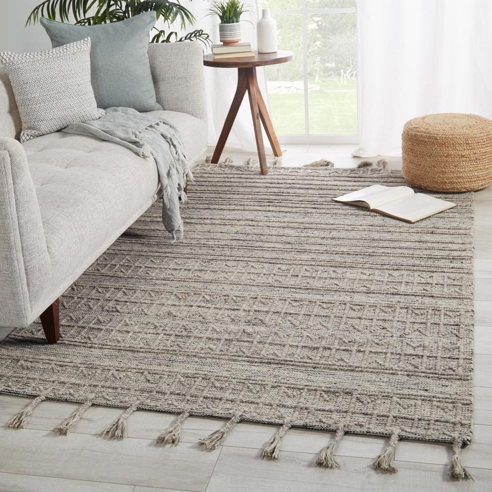 LR Home 9 X 12 Wool Silver/Taupe/Cream Indoor Abstract Area Rug in the Rugs  department at