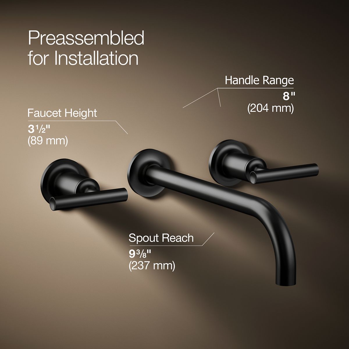 Purist Matte Black Wall-Mount Bathroom Sink Faucet with Lever Handles