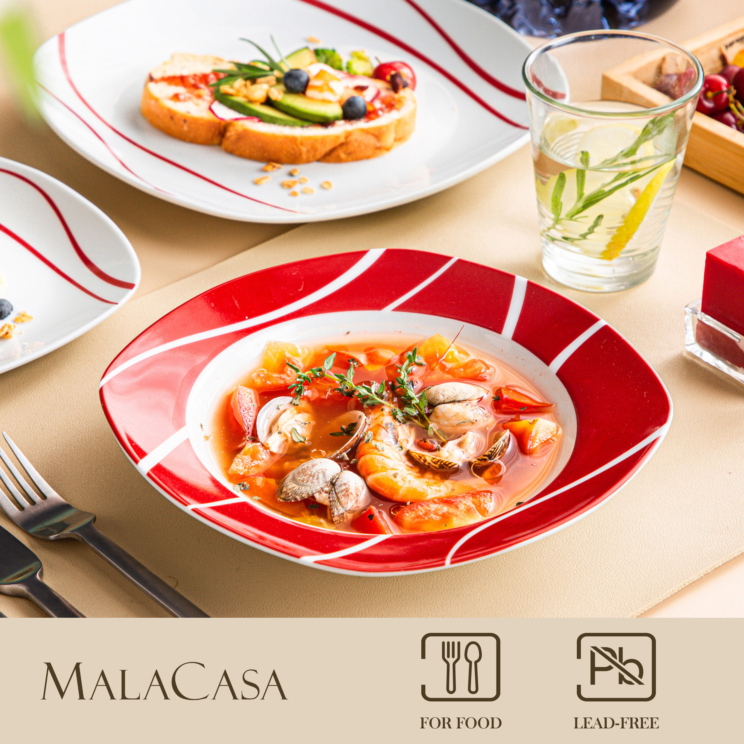 MALACASA Elisa 18 Piece Dinnerware Set