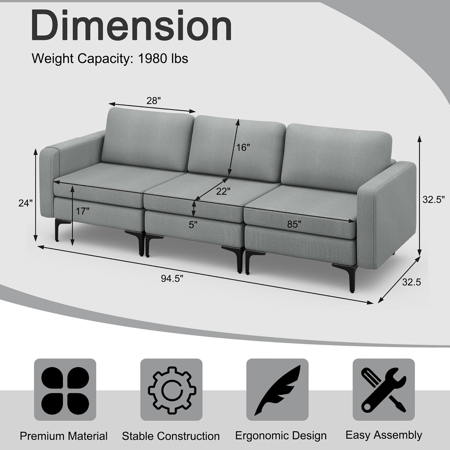 Costway CSHY004927 Sofas-Loveseats - View #4