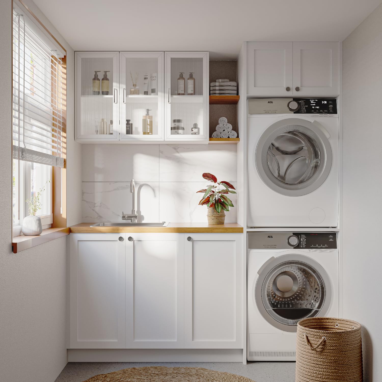 LTMATE 35.5-in W x 23.6-in H MDF White Wall-mount Utility Storage ...