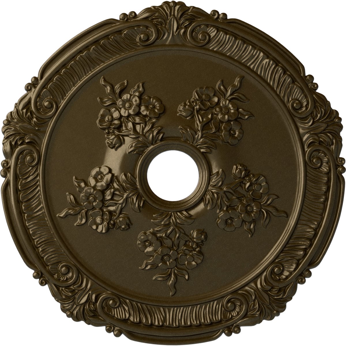 Ekena Millwork CM26ATBRS Attica with Rose 26-in W x 26-in L Painted Brass Polyurethane Whole Ceiling Medallion