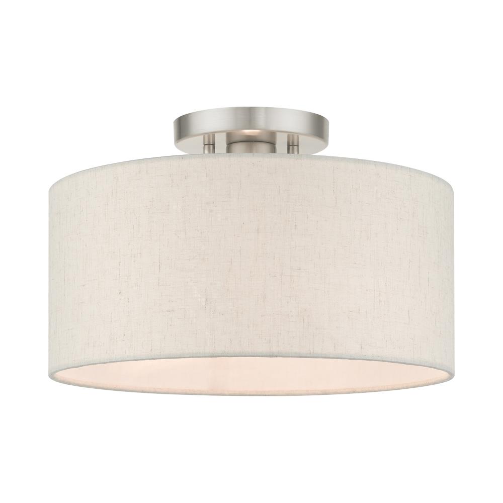 Livex Lighting 49809-91 Meadow 1 -Light 13-in Brushed Nickel Semi Flush Mount Light
