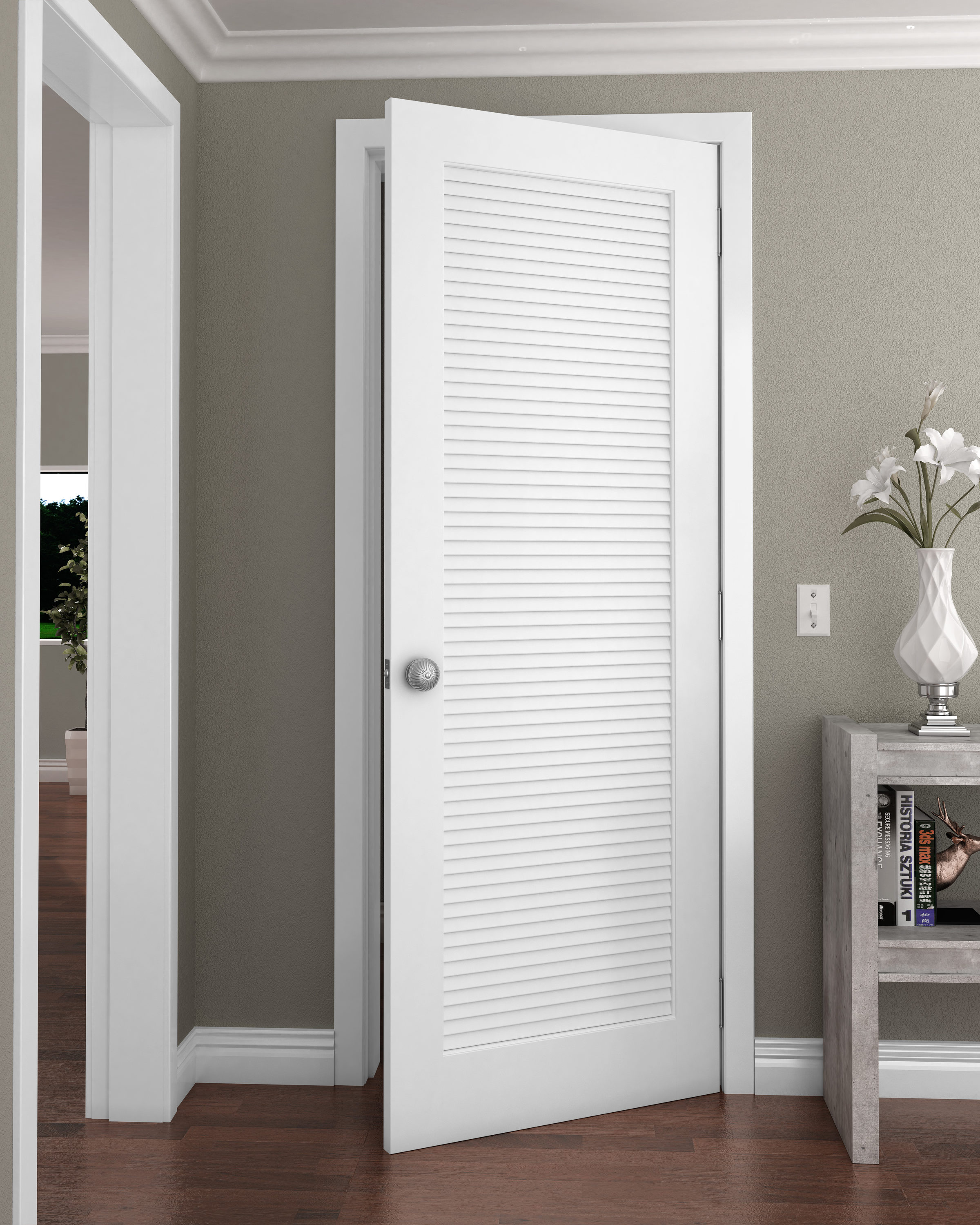 Stanley Doors 32 in. x 80 in. Art Deco Full Lite Painted White