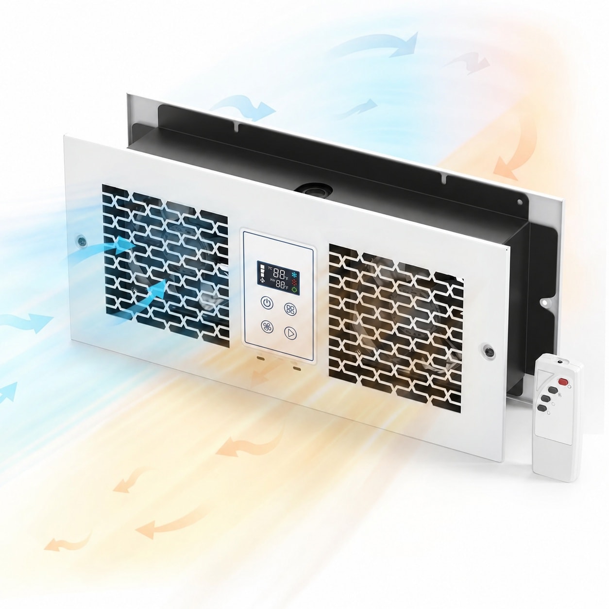 AOIZGMY  300 CFM Room to Room Air Transfer Fan Dual Two Way Through Wall Ventilation Fan Remote Control Temperature Sensor Quiet Circulation