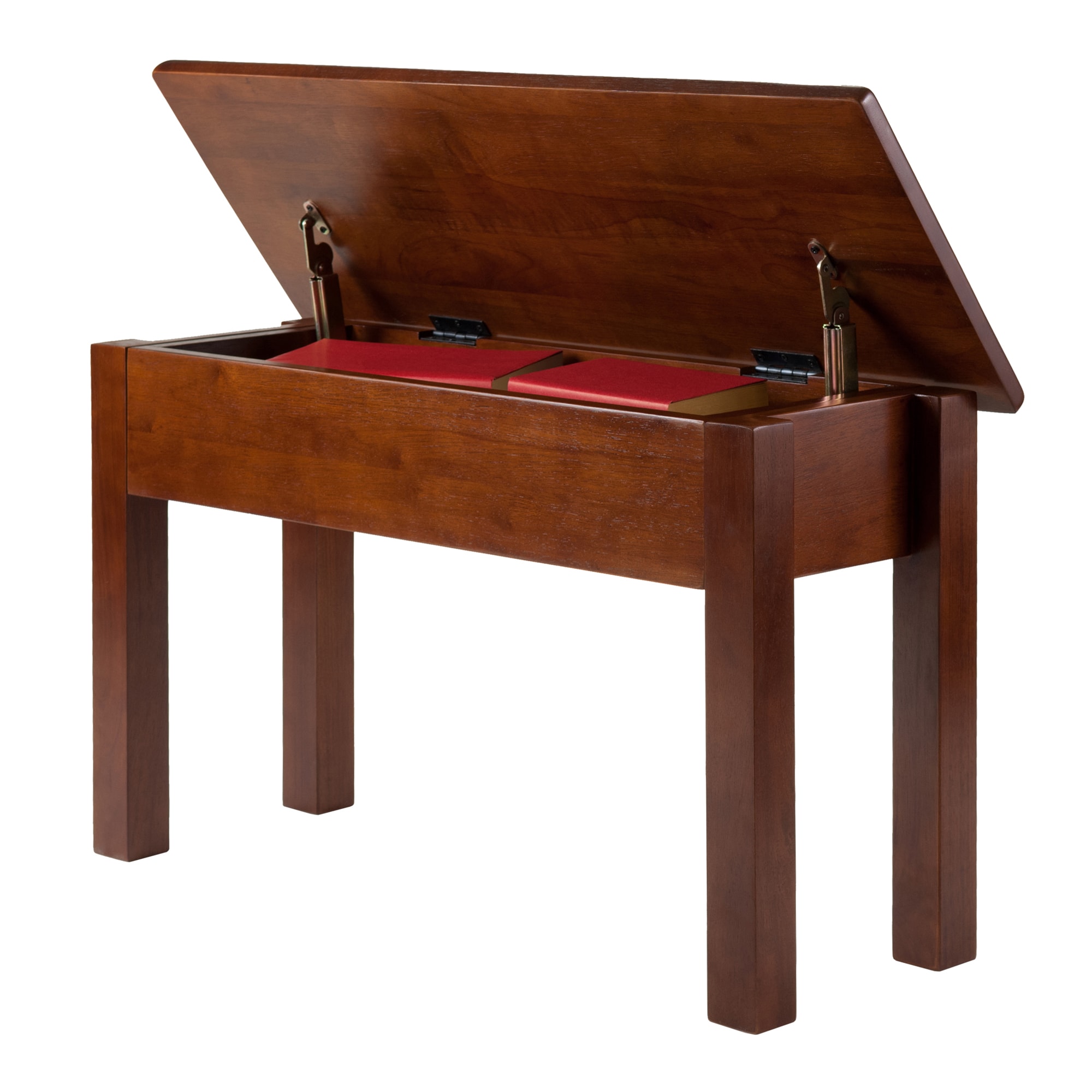 Walnut Medium Wood Storage Bench for Entryway