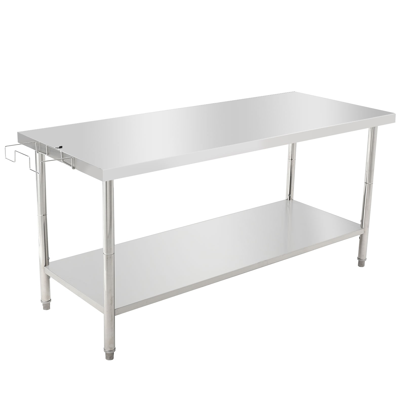 IdealHouse Kitchen Work Table - 72x30 Inch - Heavy Duty Stainless Steel with Under Shelf - Commercial Workstation with Removable Trash Rack - for Outdoor Garage Hotel and Home