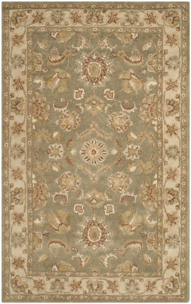Safavieh AT313A-6 Antiquity Medan 6 x 9 (ft) Tufted Wool Green/Gold Rectangular Indoor Floral/Botanical Vintage Area rug