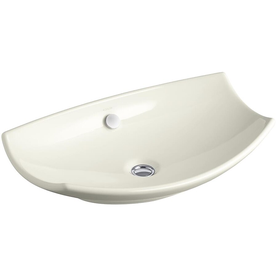 KOHLER Leaf Fireclay Vessel Sink in White with Overflow Drain KOHLER Leaf Fireclay Vessel Sink in White with Overflow Drain