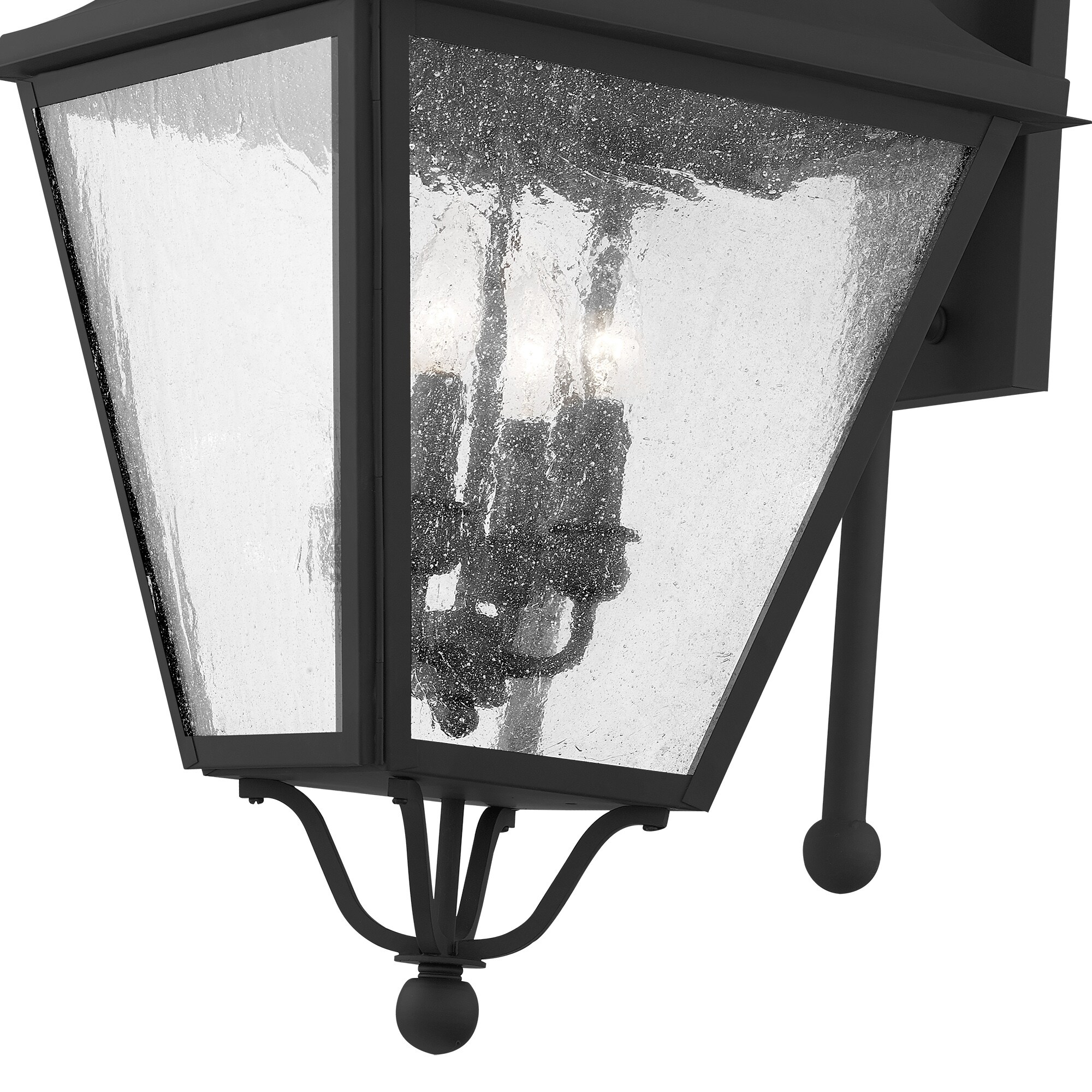 Elegant Black Seeded Glass 4-Light Outdoor Wall Lantern