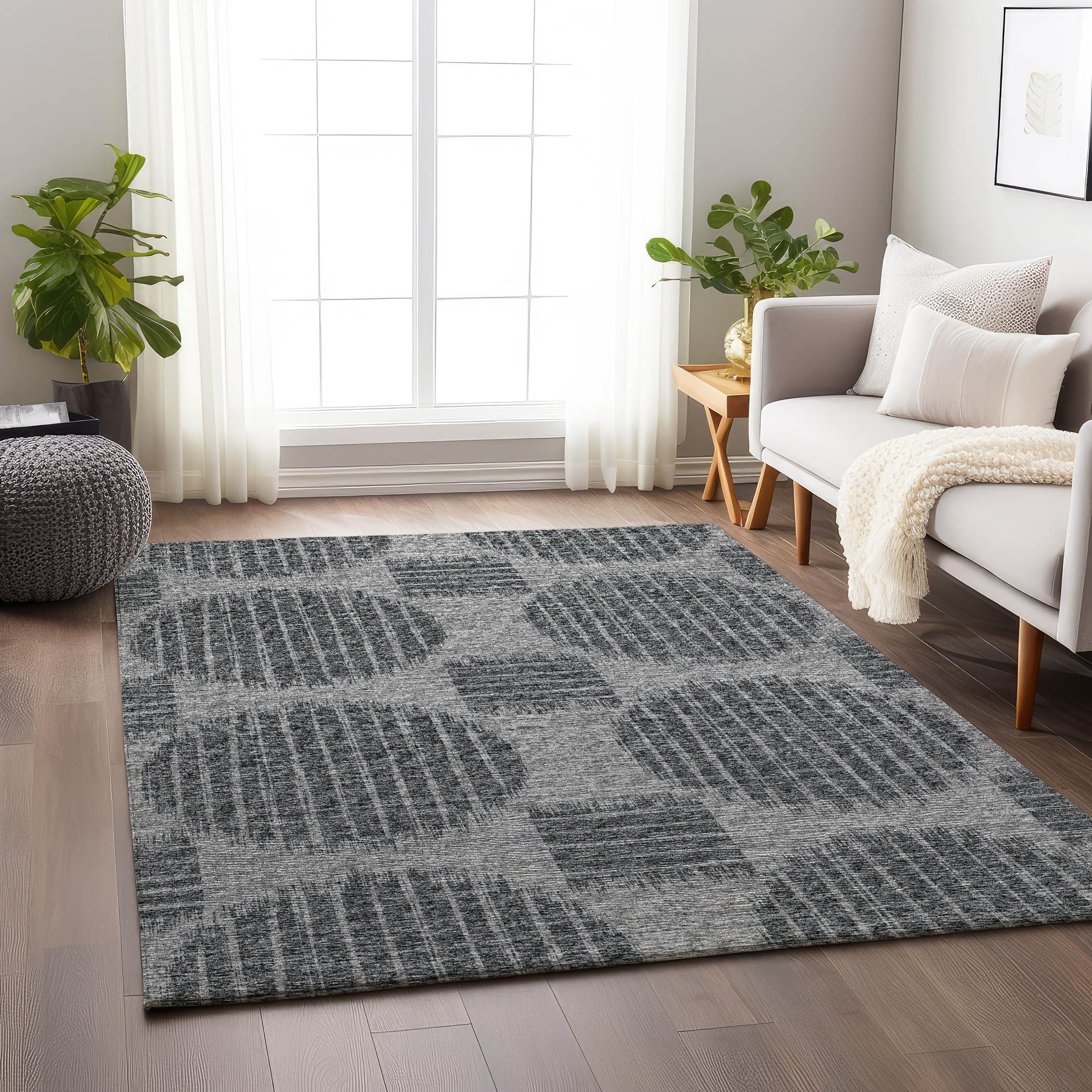 Addison Rugs AMF119SH5X8 Mayfield AMF119SH 5 x 7 (ft) Loomed Polyester Shadow Rectangular Indoor Geometric Machine washable Area rug