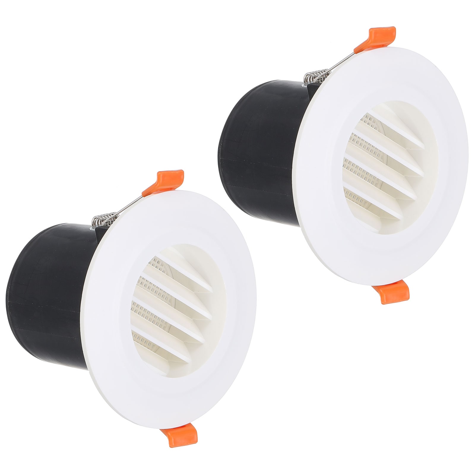 PATIKIL 3 Inch Round Air Vent Spring Loaded 2pcs ABS Soffit Exhaust Vent Cover Ceiling Wall Air Diffuser with Louver Grille for Home Bathroom Kitchen Office Ventilation White #S26041500UX4901