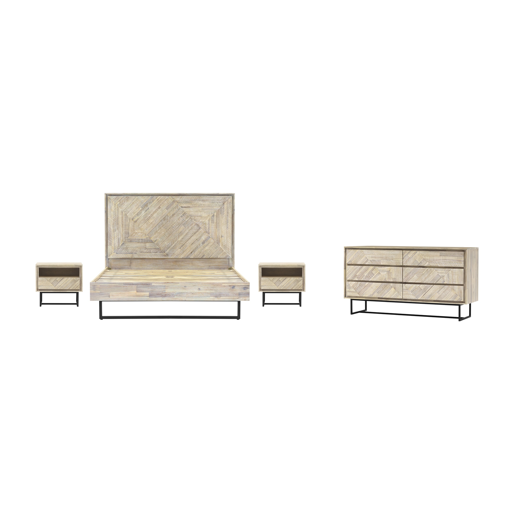 Armen Living SETPEBDKG4A Natural King Bedroom Set