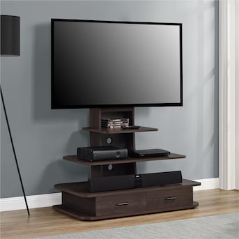 Home Galaxy Modern/Contemporary Espresso/Dark Walnut TV Stand Integrated TV Mount TVs up to 70-in) in the TV Stands department at Lowes.com
