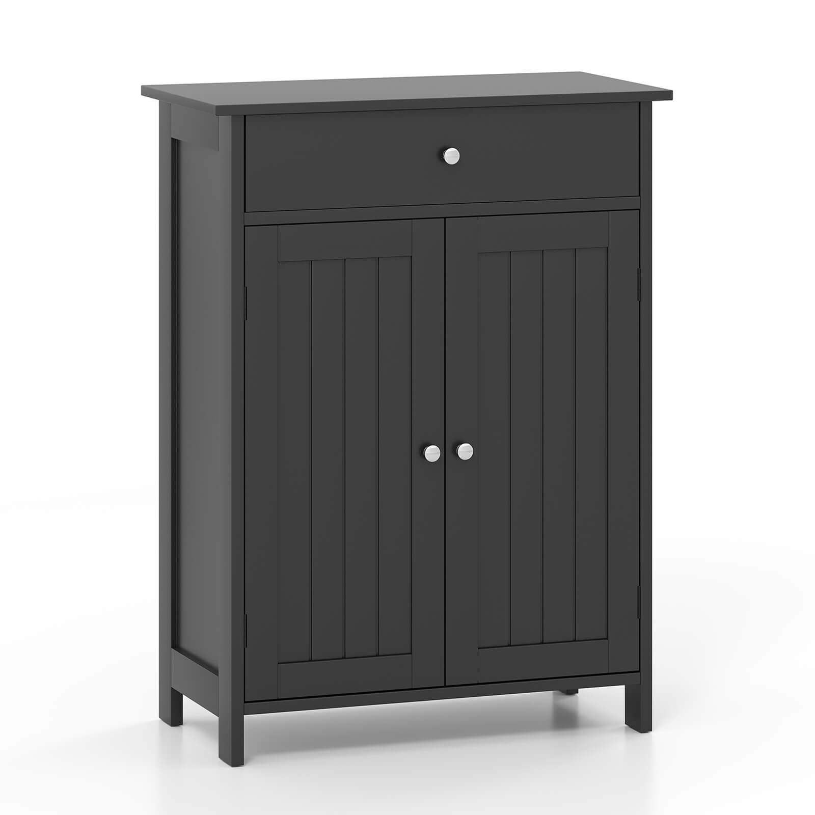 Costway  Bathroom Floor Cabinet Freestanding Storage Organizer with 2 Doors Storage Cabinet Black