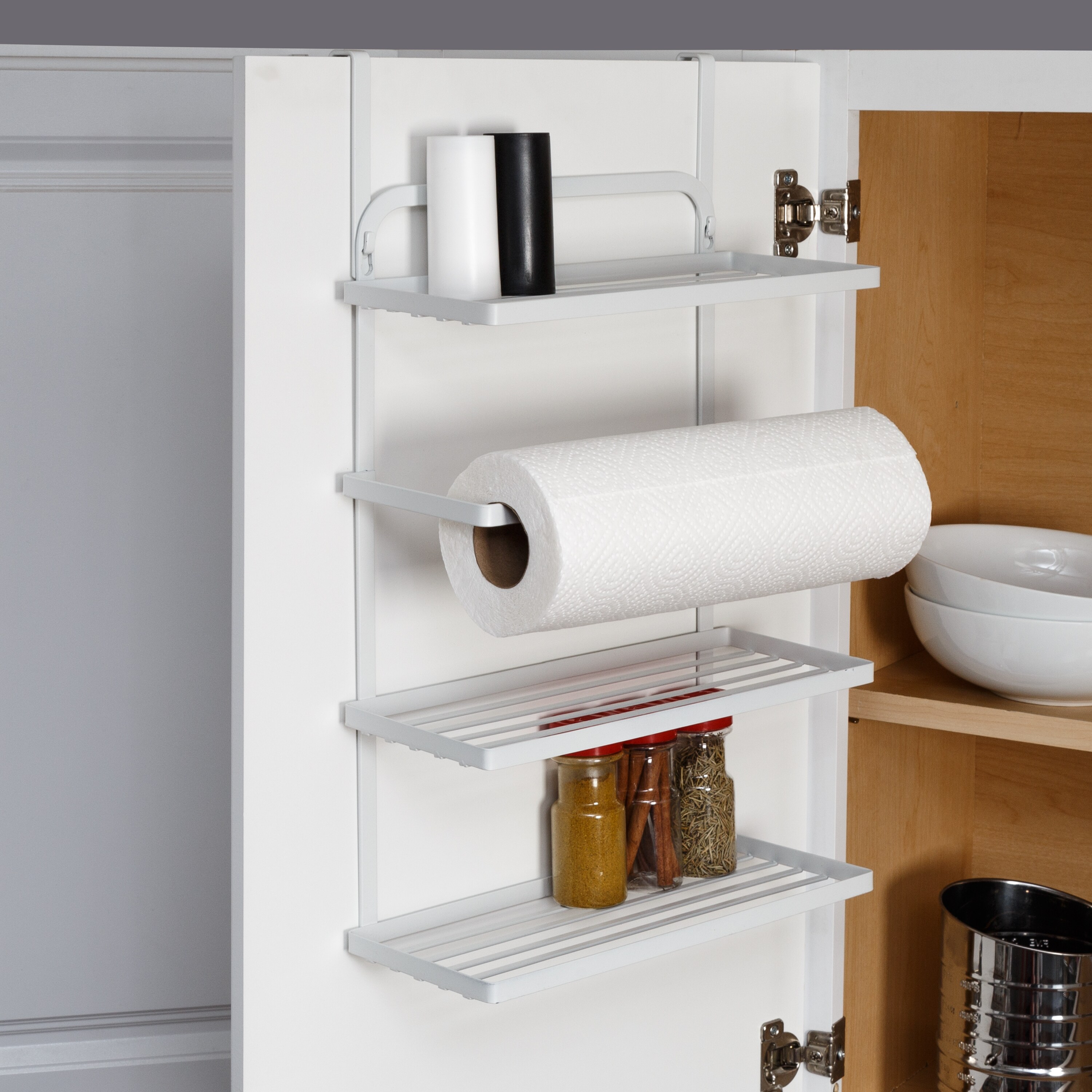 2-Pack White Slip Grip Under Sink Organizer, Bathroom & Kitchen Cabinet  Storage Organizer with Utility