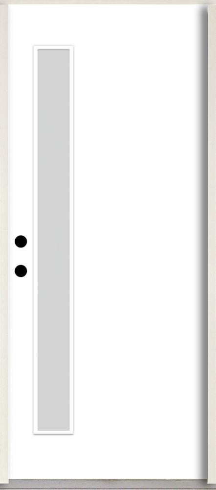 Blanca 36-in x 80-in Fiberglass 1/4 Lite Right-Hand Inswing Primed Prehung Single Front Door Insulating Core in Off-White | - RELIABILT LO939920