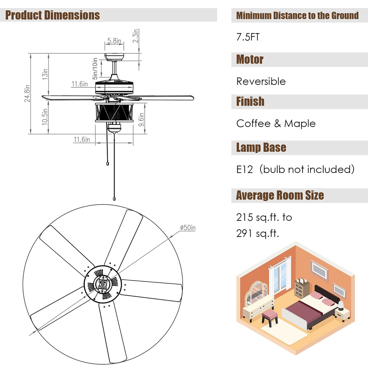 WELLFOR DFJ10054US-BK Ceiling-Fans - View #11