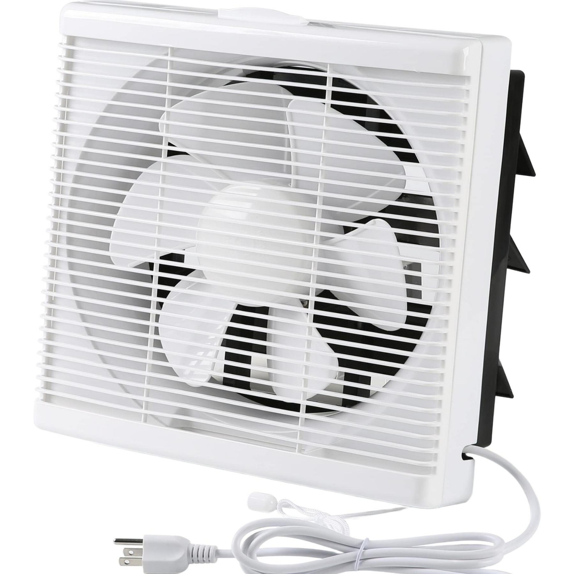 Numhew 13.5in W 2-Way Reversible White Ventilation Fan 10in Blade Through-Wall Shutter Box Exhaust Air Extractor