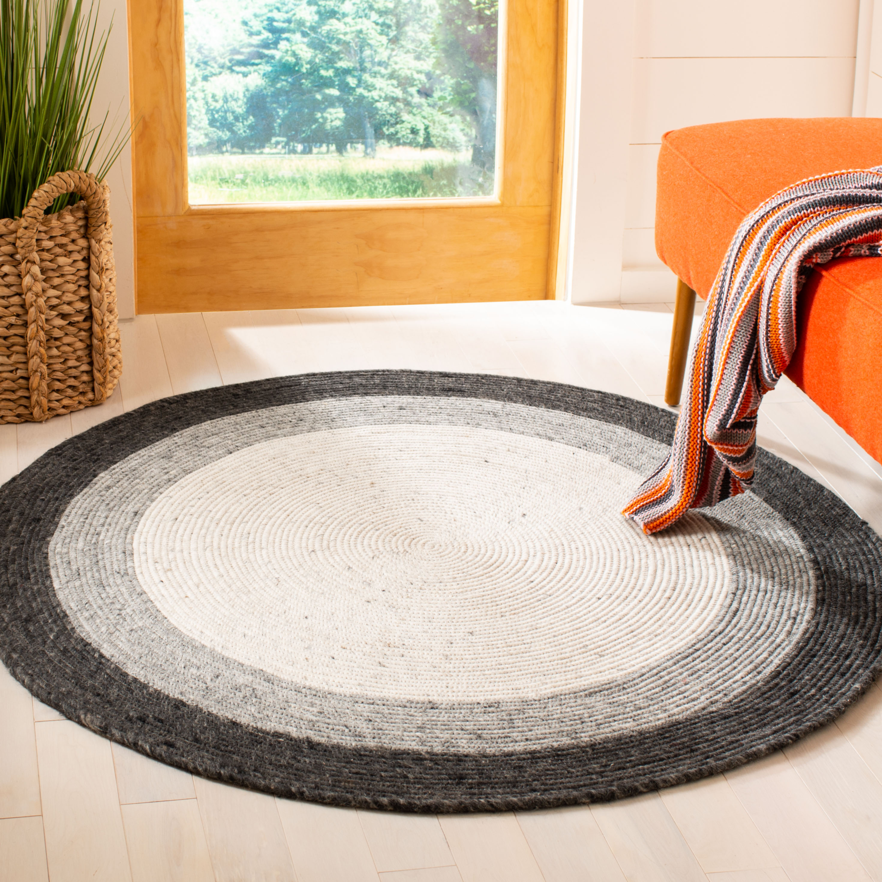  Braided 903 Gray/Ivory Contemporary 3ft x 3ft Round Rug