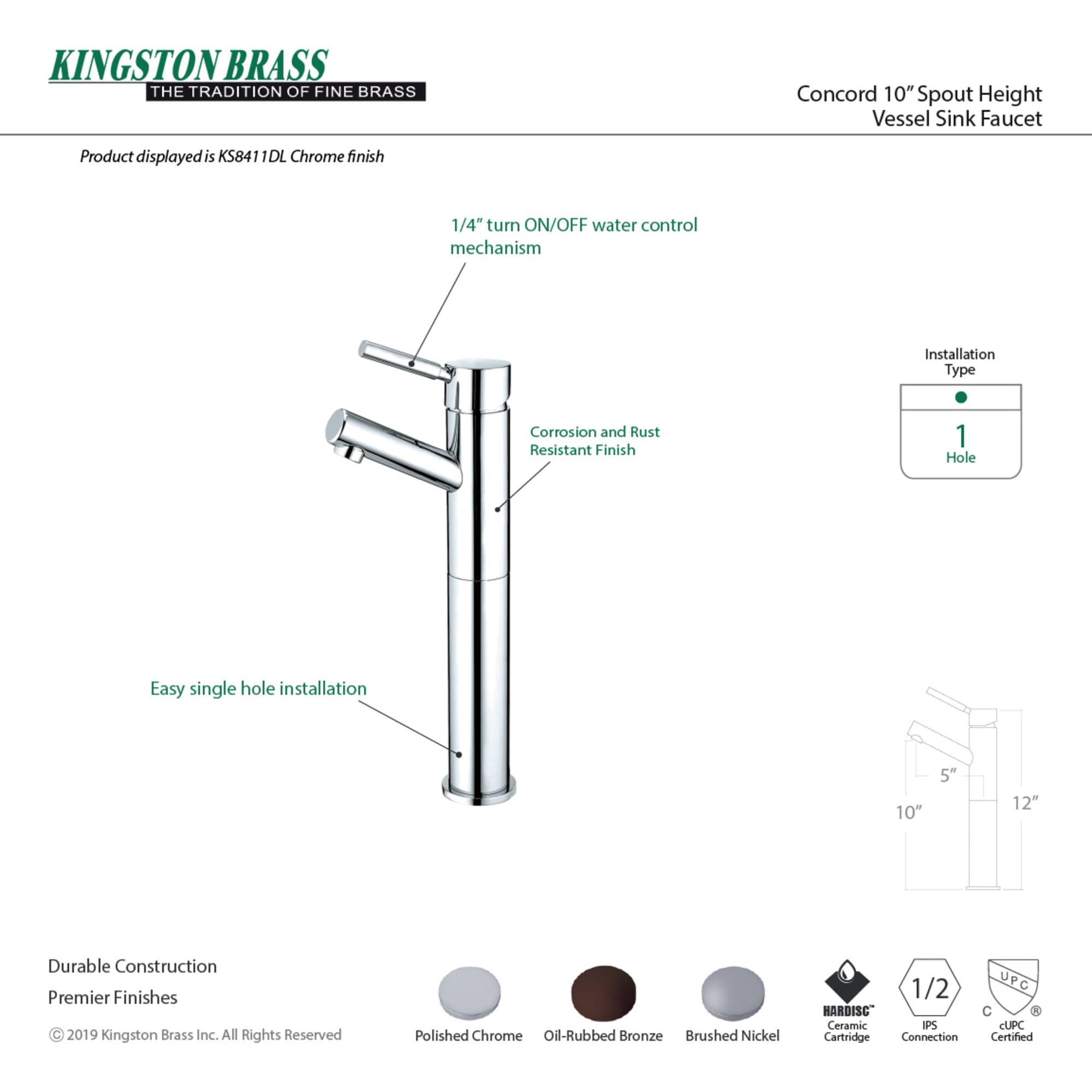 Elements of Design ES8415DL Lavatory-Faucets - View #3
