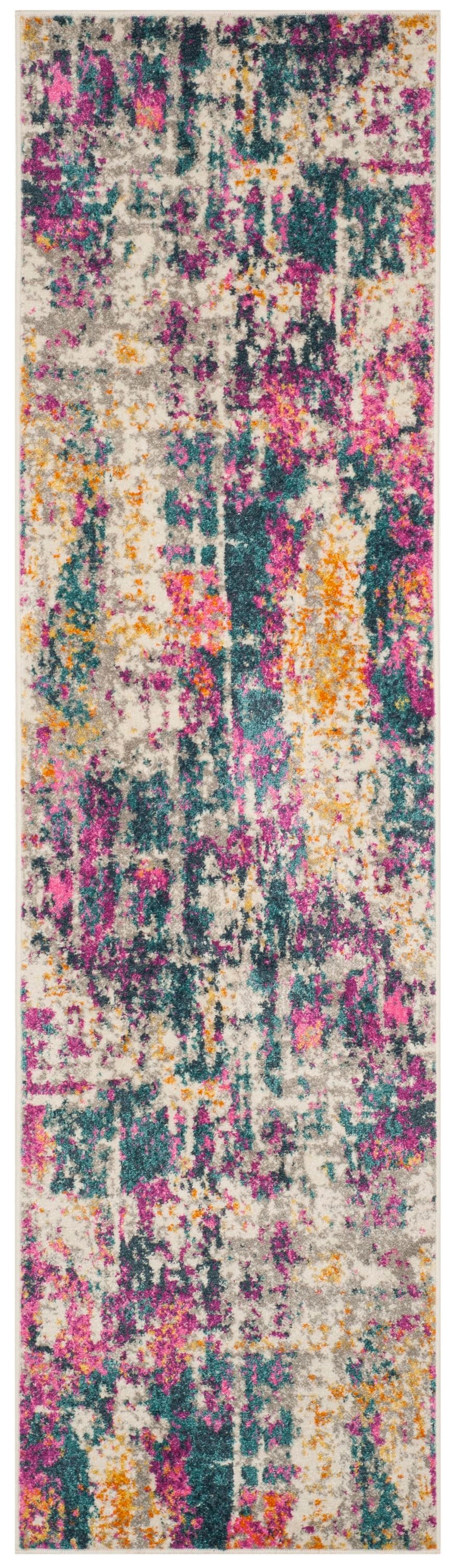 Safavieh MAD143B-210 Madison Langley 2 x 10 (ft) Loomed Polypropylene Ivory/Blue Rectangular Indoor Abstract Bohemian/Eclectic Runner rug