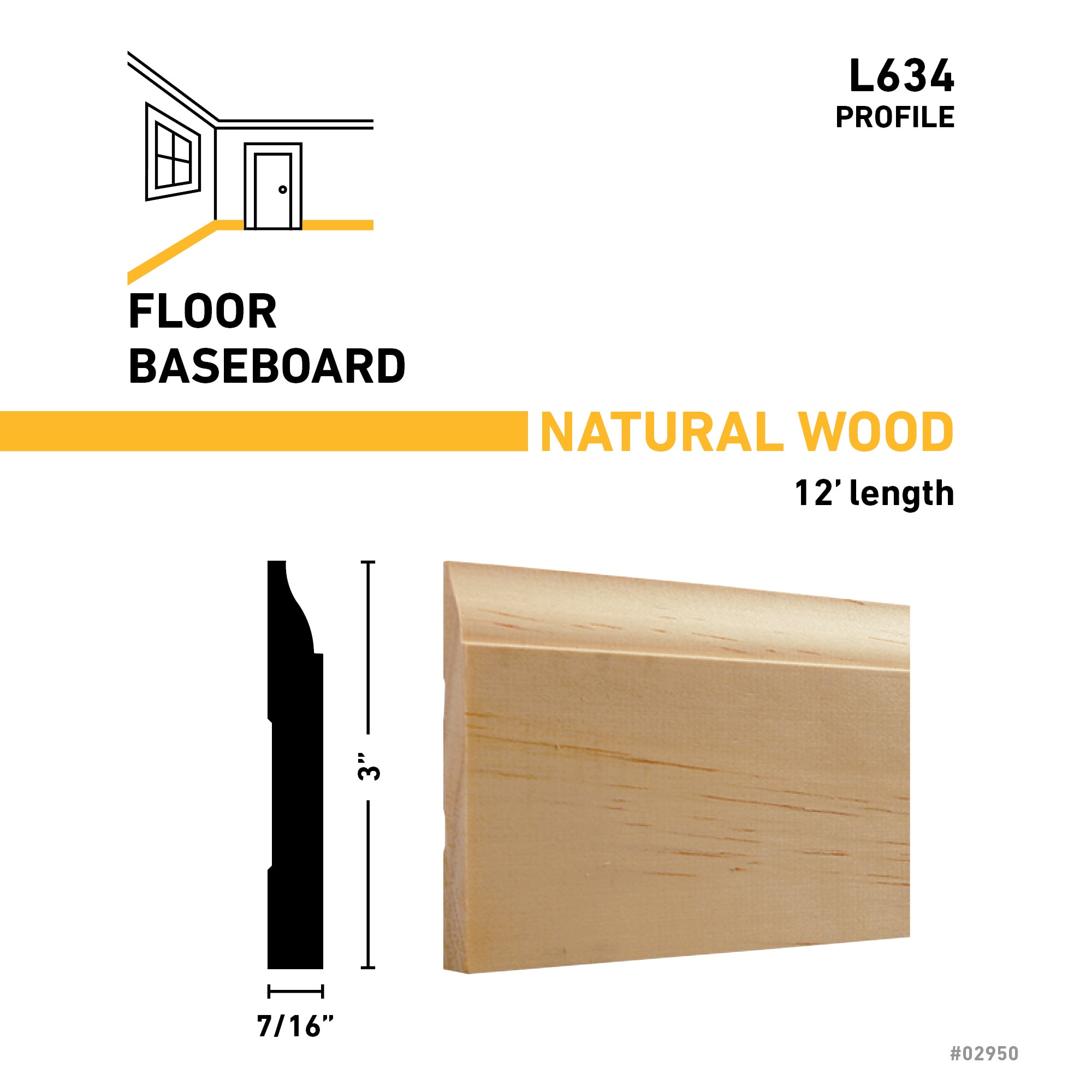 RELIABILT L 63412PINE Baseboard-Moulding - View #3