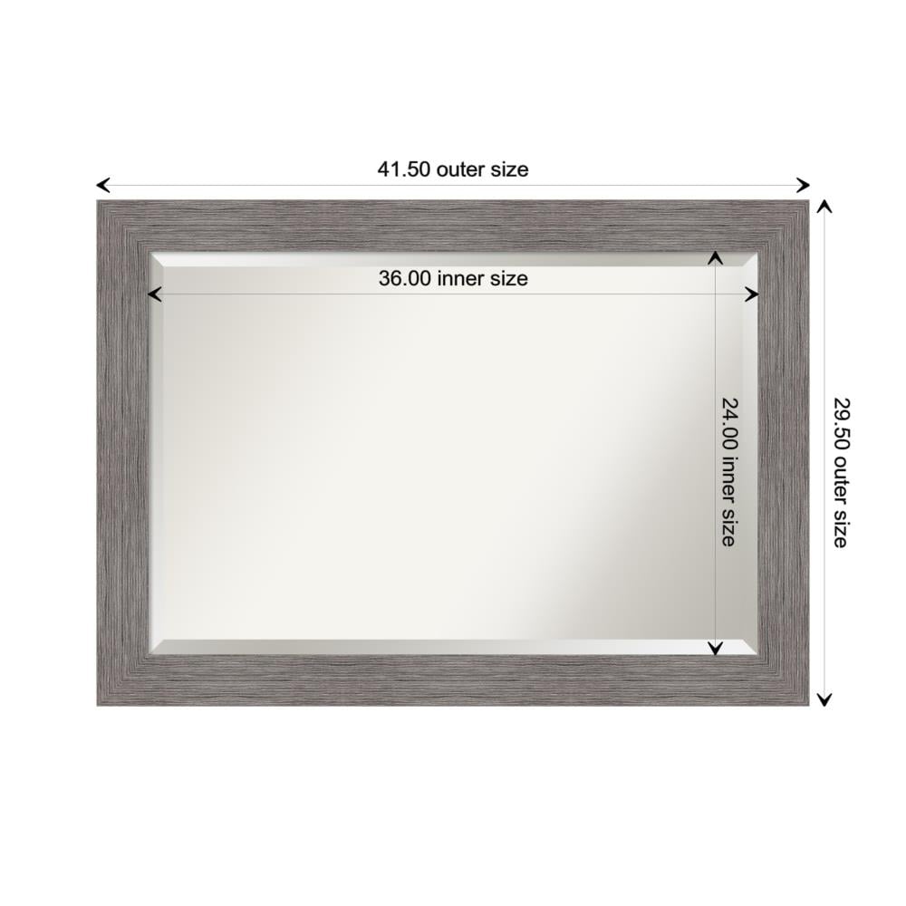 Pinstripe Plank Grey Rectangular Vanity Wall Mirror 42"x30"