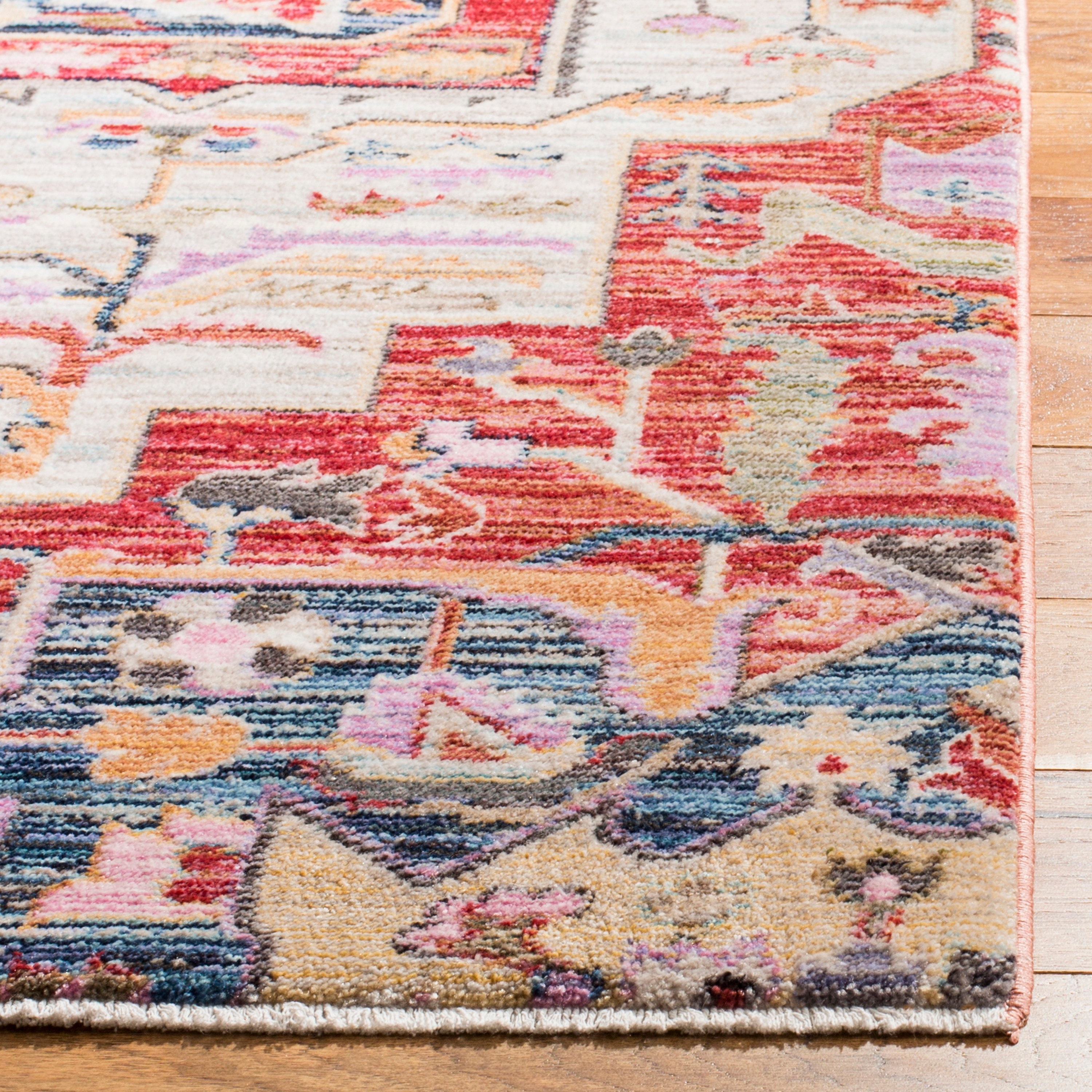 Reversible Red Cotton Synthetic 5' x 7' Rectangular Area Rug