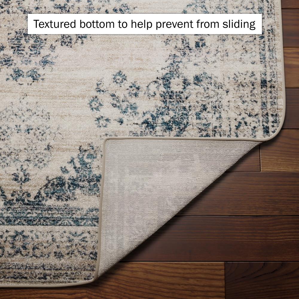 Hastings Home Rugs 5 x 7 Blue, Gray and Cream Indoor Area Rug in the ...