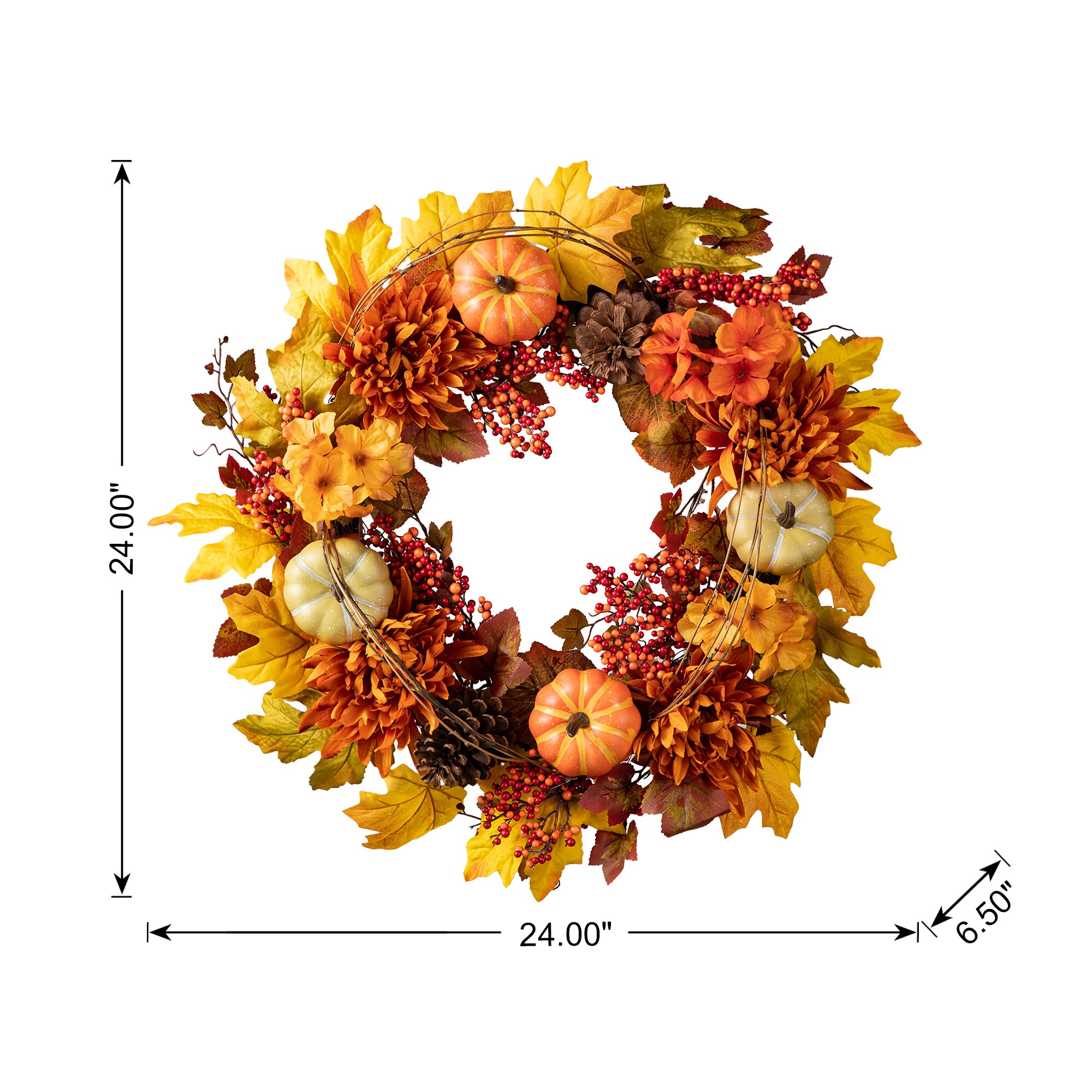 Glitzhome 2-ft 24-in Sunflowers Artificial Wreath in the Fall Wreaths ...