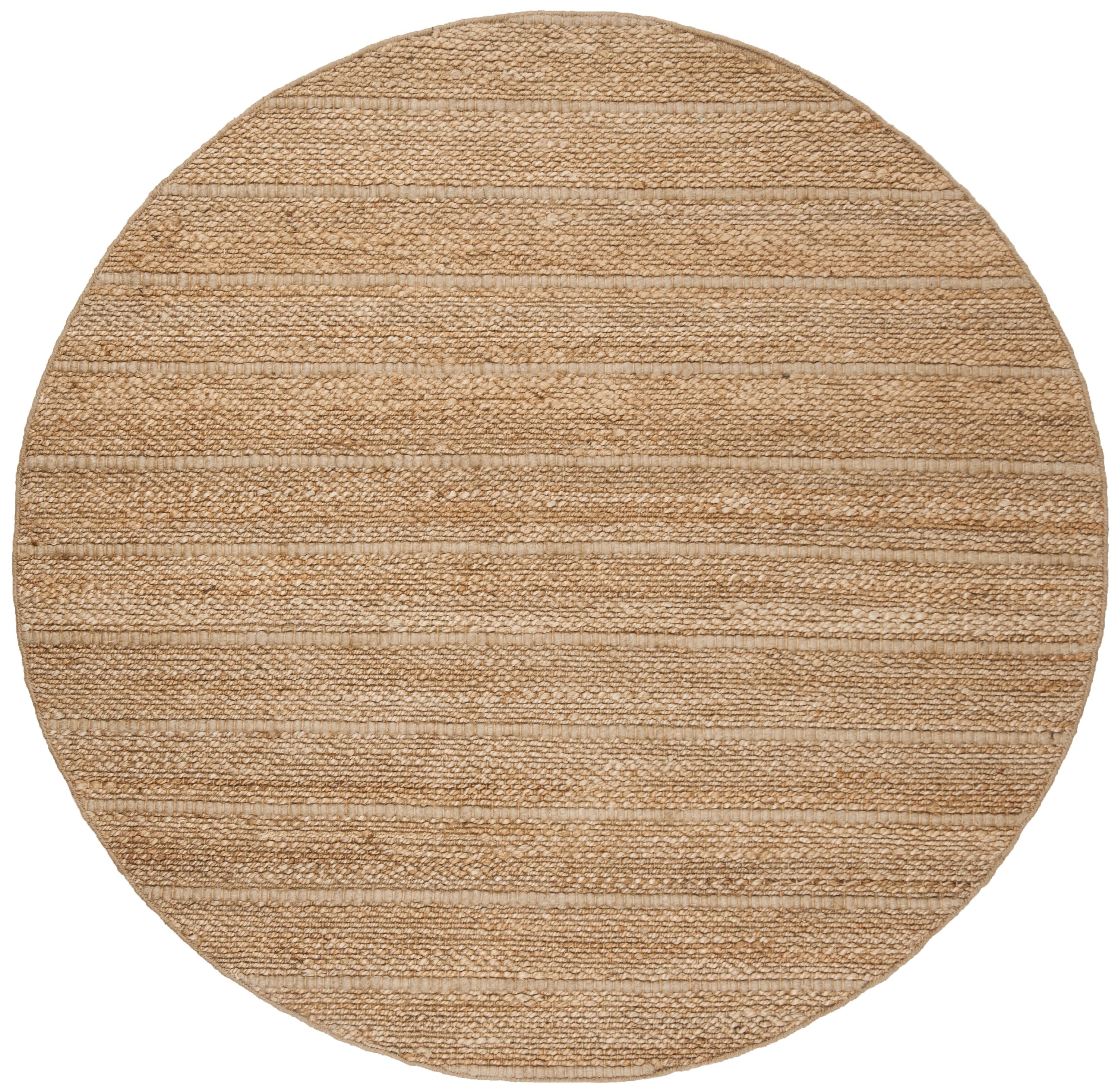 Safavieh NF550A-6R Natural Fiber Maldives 6 x 6 (ft) Synthetic Natural/Gray Round Indoor Stripe Coastal Area rug