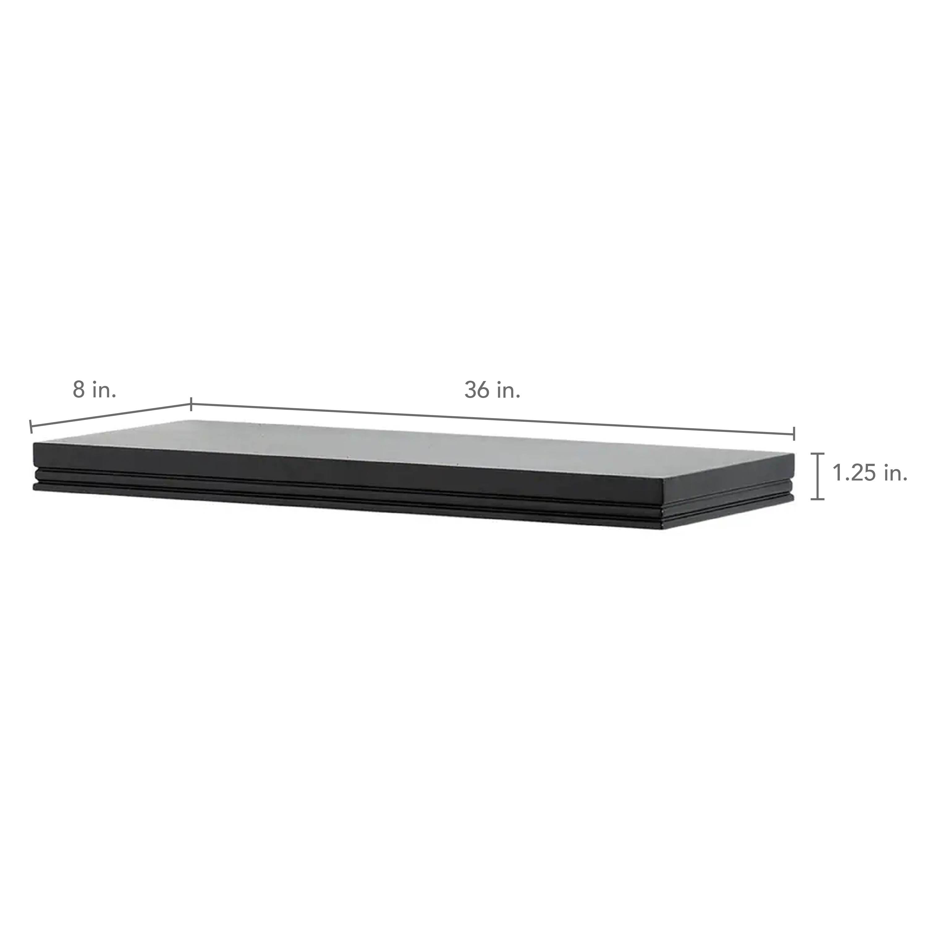 inPlace 36-in L x 8.06-in D x 1.25-in H Black Rectangular Floating ...