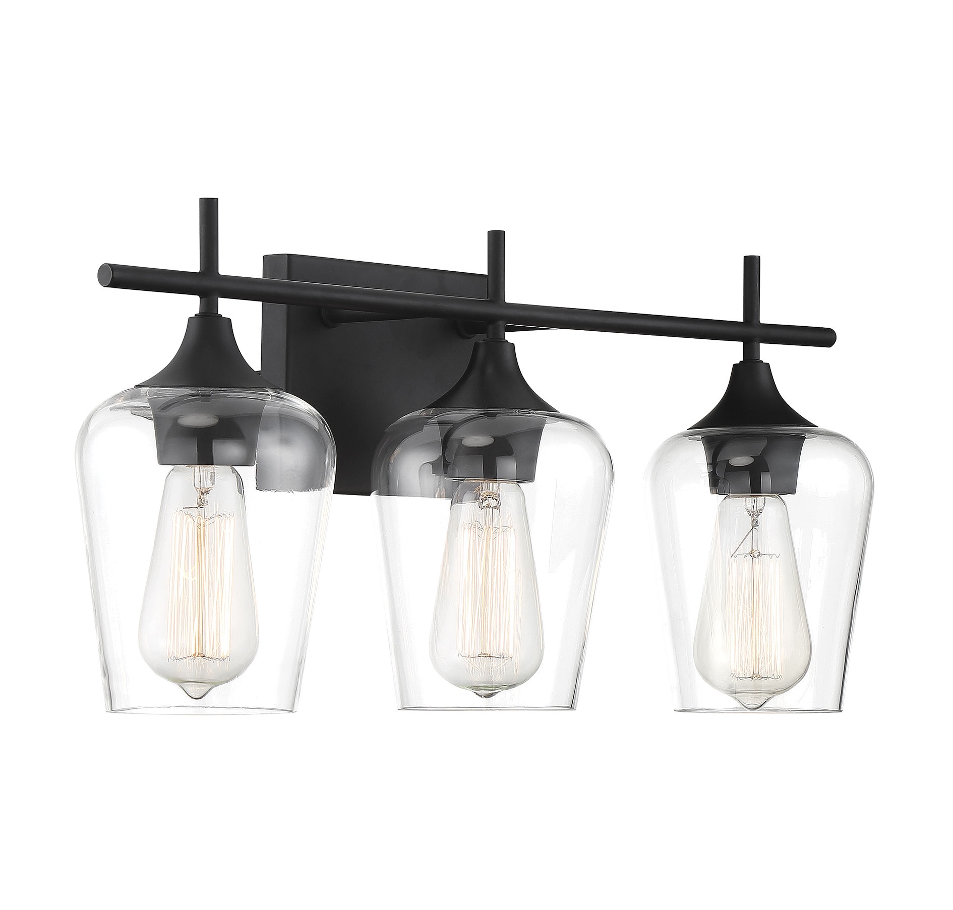 Octave Black and Clear Glass 3-Light Vanity Fixture